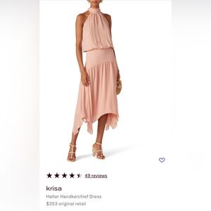 Krisa Blush Pink Asymmetrical Halter Dress